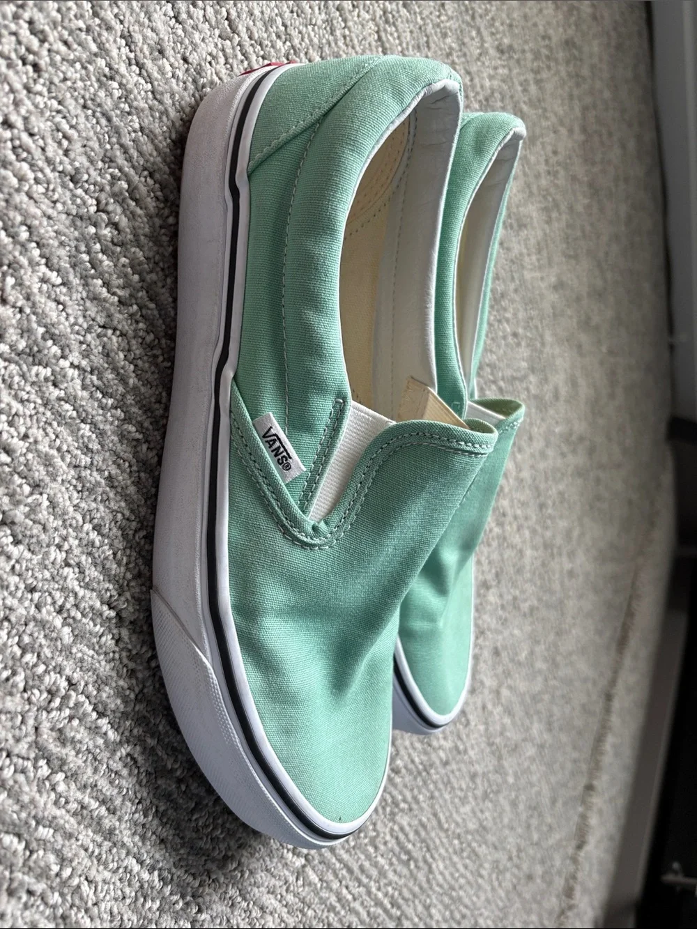 Vans Slip-On Canvas Sneakers in Mint